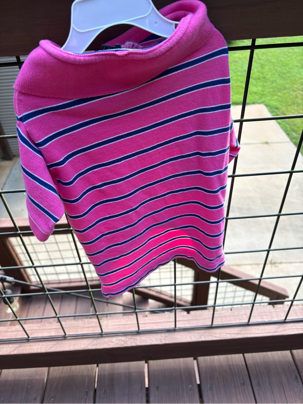Ralph Lauren Pink Navy Striped Polo Dog Shirt - Picture 6 of 8